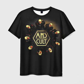 Мужская футболка 3D с принтом AHS Cult в Санкт-Петербурге, 100% полиэфир | прямой крой, круглый вырез горловины, длина до линии бедер | ahs | ahs cult | american horror story | american horror story cult | аиу | американская история ужасов | клоуны | страшно | ужасы