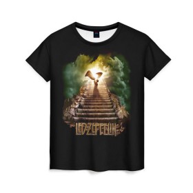 Женская футболка 3D с принтом Led Zeppelin в Санкт-Петербурге, 100% полиэфир ( синтетическое хлопкоподобное полотно) | прямой крой, круглый вырез горловины, длина до линии бедер | led zeppelin | джимми пейдж | джон генри бонэм | джон пол джонс | лед зеппелин | роберт плант