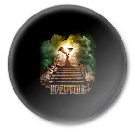 Значок с принтом Led Zeppelin в Санкт-Петербурге,  металл | круглая форма, металлическая застежка в виде булавки | led zeppelin | джимми пейдж | джон генри бонэм | джон пол джонс | лед зеппелин | роберт плант