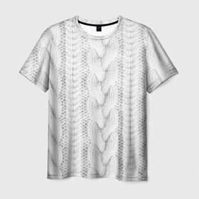 Мужская футболка 3D с принтом вязаный свитер в Санкт-Петербурге, 100% полиэфир | прямой крой, круглый вырез горловины, длина до линии бедер | Тематика изображения на принте: 