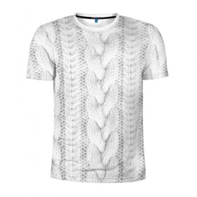 Мужская футболка 3D спортивная с принтом вязаный свитер в Санкт-Петербурге, 100% полиэстер с улучшенными характеристиками | приталенный силуэт, круглая горловина, широкие плечи, сужается к линии бедра | 