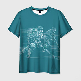 Мужская футболка 3D с принтом Хоккей в Санкт-Петербурге, 100% полиэфир | прямой крой, круглый вырез горловины, длина до линии бедер | клюшка | кхл | нхл | хокей | хоккесит
