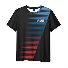 Мужская футболка 3D с принтом BMW 2018 Brand Colors Lines в Санкт-Петербурге, 100% полиэфир | прямой крой, круглый вырез горловины, длина до линии бедер | 