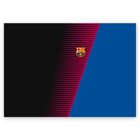 Поздравительная открытка с принтом FC Barca 2018 Creative uniform в Санкт-Петербурге, 100% бумага | плотность бумаги 280 г/м2, матовая, на обратной стороне линовка и место для марки
 | Тематика изображения на принте: fc | fc barcelona | fcb | барселона | спорт | спортивные | фк | футбол | футбольный клуб