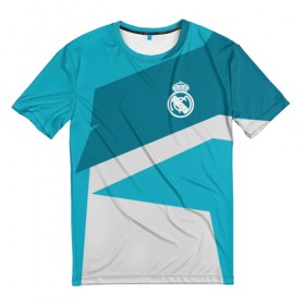 Мужская футболка 3D с принтом Real Madrid Geometry Sport в Санкт-Петербурге, 100% полиэфир | прямой крой, круглый вырез горловины, длина до линии бедер | fc | real madrid | реал мадрид | спорт | спортивные | фк | футбол | футбольный клуб