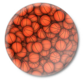 Значок с принтом Баскетбольные мячи в Санкт-Петербурге,  металл | круглая форма, металлическая застежка в виде булавки | basketball | баскетбол | мяч | мячик | оранжевый | паттерн | спорт | текстура