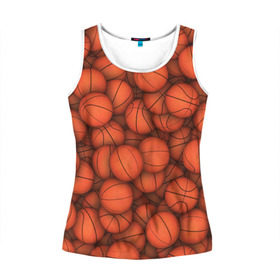 Женская майка 3D с принтом Баскетбольные мячи в Санкт-Петербурге, 100% полиэстер | круглая горловина, прямой силуэт, длина до линии бедра | basketball | баскетбол | мяч | мячик | оранжевый | паттерн | спорт | текстура