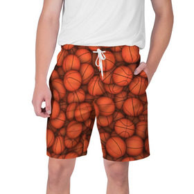 Мужские шорты 3D с принтом Баскетбольные мячи в Санкт-Петербурге,  полиэстер 100% | прямой крой, два кармана без застежек по бокам. Мягкая трикотажная резинка на поясе, внутри которой широкие завязки. Длина чуть выше колен | basketball | баскетбол | мяч | мячик | оранжевый | паттерн | спорт | текстура