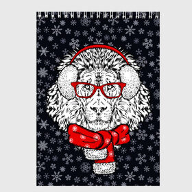 Скетчбук с принтом Лев в Санкт-Петербурге, 100% бумага
 | 48 листов, плотность листов — 100 г/м2, плотность картонной обложки — 250 г/м2. Листы скреплены сверху удобной пружинной спиралью | christmas | headphones | holiday | lion | look | music | music fan | predator | santa claus | scarf | взгляд | дед мороз | зима | лев | меломан | музыка | наушники | новый год | очки | праздник | рождество | санта клаус | снег | снежинки | хищни