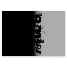 Поздравительная открытка с принтом BMW M BLACK GREY в Санкт-Петербурге, 100% бумага | плотность бумаги 280 г/м2, матовая, на обратной стороне линовка и место для марки
 | bmw | bmw motorsport | bmw performance | carbon | m | motorsport | performance | sport | бмв | карбон | моторспорт | спорт