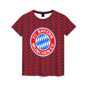 Женская футболка 3D с принтом FC Bayern 2018 Creative в Санкт-Петербурге, 100% полиэфир ( синтетическое хлопкоподобное полотно) | прямой крой, круглый вырез горловины, длина до линии бедер | bayern | fc | бавария | спорт | спортивные | фк | футбол | футбольный клуб