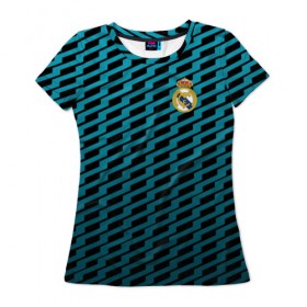 Женская футболка 3D с принтом Real Madrid Creative uniform в Санкт-Петербурге, 100% полиэфир ( синтетическое хлопкоподобное полотно) | прямой крой, круглый вырез горловины, длина до линии бедер | 