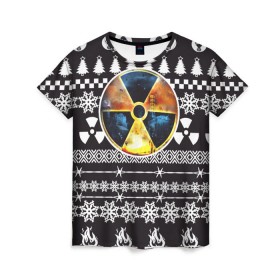 Женская футболка 3D с принтом S.T.A.L.K.E.R Ядерная Зима в Санкт-Петербурге, 100% полиэфир ( синтетическое хлопкоподобное полотно) | прямой крой, круглый вырез горловины, длина до линии бедер | stalker | зима | новогодние | новый год | радиация | сталкер | чернобыль