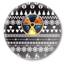 Значок с принтом S.T.A.L.K.E.R Ядерная Зима в Санкт-Петербурге,  металл | круглая форма, металлическая застежка в виде булавки | stalker | зима | новогодние | новый год | радиация | сталкер | чернобыль