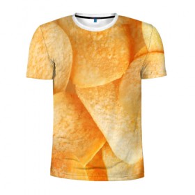 Мужская футболка 3D спортивная с принтом Чипсы в Санкт-Петербурге, 100% полиэстер с улучшенными характеристиками | приталенный силуэт, круглая горловина, широкие плечи, сужается к линии бедра | чипсы