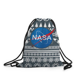 Рюкзак-мешок 3D с принтом Свитер NASA в Санкт-Петербурге, 100% полиэстер | плотность ткани — 200 г/м2, размер — 35 х 45 см; лямки — толстые шнурки, застежка на шнуровке, без карманов и подкладки | Тематика изображения на принте: nasa | космос | логотип | наса | ракета