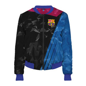 Женский бомбер 3D с принтом FC Barca 2018 Creative uniform в Санкт-Петербурге, 100% полиэстер | застегивается на молнию, по бокам два кармана без застежек, мягкие манжеты, по низу бомбера и на воротнике — эластичная резинка | fc | fc barcelona | fcb | барселона | спорт | спортивные | фк | футбол | футбольный клуб