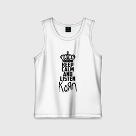 Детская майка хлопок с принтом Keep calm and listen Korn в Санкт-Петербурге,  |  | korn | koяn | арвизу | дэвис | корн | коян | лузье | манки | уэлч | филди | филипп | хэд | шаффер