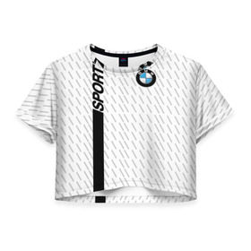 Женская футболка 3D укороченная с принтом BMW 2018 White Sport в Санкт-Петербурге, 100% полиэстер | круглая горловина, длина футболки до линии талии, рукава с отворотами | Тематика изображения на принте: bmw | автомобильные | бмв | машины