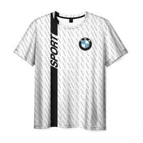 Мужская футболка 3D с принтом BMW 2018 White Sport в Санкт-Петербурге, 100% полиэфир | прямой крой, круглый вырез горловины, длина до линии бедер | bmw | автомобильные | бмв | машины