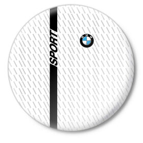 Значок с принтом BMW 2018 White Sport в Санкт-Петербурге,  металл | круглая форма, металлическая застежка в виде булавки | bmw | автомобильные | бмв | машины