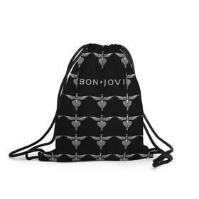Рюкзак-мешок 3D с принтом Bon Jovi в Санкт-Петербурге, 100% полиэстер | плотность ткани — 200 г/м2, размер — 35 х 45 см; лямки — толстые шнурки, застежка на шнуровке, без карманов и подкладки | Тематика изображения на принте: bon | jovi | бон | джови