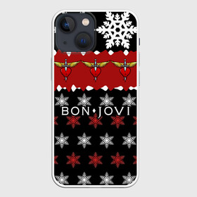 Чехол для iPhone 13 mini с принтом Праздничный Bon Jovi в Санкт-Петербурге,  |  | bon | jovi | бон | группа | джови | новогодний | новый год | праздник | рождество | рок | снежинки