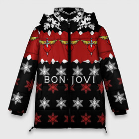 Женская зимняя куртка 3D с принтом Праздничный Bon Jovi в Санкт-Петербурге, верх — 100% полиэстер; подкладка — 100% полиэстер; утеплитель — 100% полиэстер | длина ниже бедра, силуэт Оверсайз. Есть воротник-стойка, отстегивающийся капюшон и ветрозащитная планка. 

Боковые карманы с листочкой на кнопках и внутренний карман на молнии | bon | jovi | бон | группа | джови | новогодний | новый год | праздник | рождество | рок | снежинки