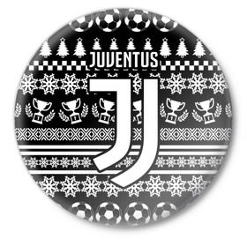 Значок с принтом Juventus 2018 Новогодний в Санкт-Петербурге,  металл | круглая форма, металлическая застежка в виде булавки | fc | juventus | спорт | спортивные | фк | футбол | футбольный клуб | ювентус