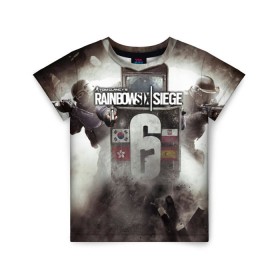 Детская футболка 3D с принтом Tom Clancy Rainbow Six Siege в Санкт-Петербурге, 100% гипоаллергенный полиэфир | прямой крой, круглый вырез горловины, длина до линии бедер, чуть спущенное плечо, ткань немного тянется | 6 | rainbow six | siege | война | игра | оружие | осада | шутер