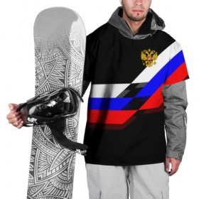 Накидка на куртку 3D с принтом RUSSIA - Black Collection в Санкт-Петербурге, 100% полиэстер |  | Тематика изображения на принте: russia | герб | россия | триколор | флаг