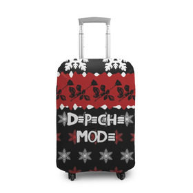 Чехол для чемодана 3D с принтом Праздничный Depeche Mode в Санкт-Петербурге, 86% полиэфир, 14% спандекс | двустороннее нанесение принта, прорези для ручек и колес | depeche mode | вестник моды | депеш мод | дэйв гаан | мартин гор | новогодний | новый год | рождество | роза | снежинки | энди флетчер