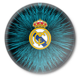 Значок с принтом Real Madrid 2018 Abstract в Санкт-Петербурге,  металл | круглая форма, металлическая застежка в виде булавки | fc | real madrid | реал мадрид | спорт | спортивные | фк | футбол | футбольный клуб