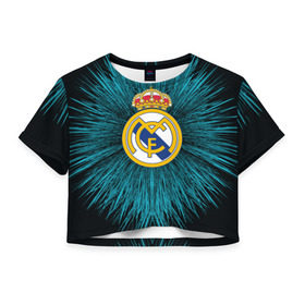 Женская футболка 3D укороченная с принтом Real Madrid 2018 Abstract в Санкт-Петербурге, 100% полиэстер | круглая горловина, длина футболки до линии талии, рукава с отворотами | fc | real madrid | реал мадрид | спорт | спортивные | фк | футбол | футбольный клуб