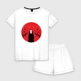 Женская пижама с шортиками хлопок с принтом Унесенные призраками в Санкт-Петербурге, 100% хлопок | футболка прямого кроя, шорты свободные с широкой мягкой резинкой | миядзаки | тихиро | унесенных призракам