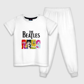 Детская пижама хлопок с принтом The Beatles в Санкт-Петербурге, 100% хлопок |  брюки и футболка прямого кроя, без карманов, на брюках мягкая резинка на поясе и по низу штанин
 | битлз | джон леннон | джордж харрисон | пол маккартни | ринго старр