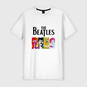 Мужская футболка премиум с принтом The Beatles в Санкт-Петербурге, 92% хлопок, 8% лайкра | приталенный силуэт, круглый вырез ворота, длина до линии бедра, короткий рукав | битлз | джон леннон | джордж харрисон | пол маккартни | ринго старр