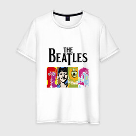 Мужская футболка хлопок с принтом The Beatles в Санкт-Петербурге, 100% хлопок | прямой крой, круглый вырез горловины, длина до линии бедер, слегка спущенное плечо. | битлз | джон леннон | джордж харрисон | пол маккартни | ринго старр