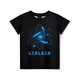Детская футболка 3D с принтом Сталкер в Санкт-Петербурге, 100% гипоаллергенный полиэфир | прямой крой, круглый вырез горловины, длина до линии бедер, чуть спущенное плечо, ткань немного тянется | Тематика изображения на принте: game | stalker | игры | сталкер