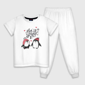 Детская пижама хлопок с принтом Пингвинчики в Санкт-Петербурге, 100% хлопок |  брюки и футболка прямого кроя, без карманов, на брюках мягкая резинка на поясе и по низу штанин
 | Тематика изображения на принте: зима | новый год | пингвин | подарок | рождество