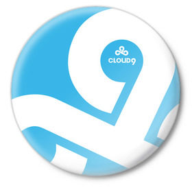 Значок с принтом cs:go - Cloud 9 (2018 Style) в Санкт-Петербурге,  металл | круглая форма, металлическая застежка в виде булавки | 0x000000123 | 9 | cloud9 | csgo | клауд | кс го