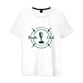 Мужская футболка хлопок с принтом Hawkins radio club в Санкт-Петербурге, 100% хлопок | прямой крой, круглый вырез горловины, длина до линии бедер, слегка спущенное плечо. | stranger things | логотип | триллер