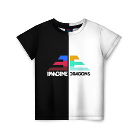 Детская футболка 3D с принтом Imagine Dragons в Санкт-Петербурге, 100% гипоаллергенный полиэфир | прямой крой, круглый вырез горловины, длина до линии бедер, чуть спущенное плечо, ткань немного тянется | dragons | imagine | бэн макки | драгонс | дэн платцман | дэн рейнольдс | имеджин | уэйн сермон