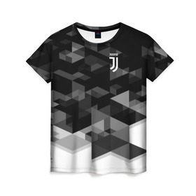 Женская футболка 3D с принтом Juventus 2018 Geometry Sport в Санкт-Петербурге, 100% полиэфир ( синтетическое хлопкоподобное полотно) | прямой крой, круглый вырез горловины, длина до линии бедер | Тематика изображения на принте: fc | juventus | спорт | спортивные | фк | футбол | футбольный клуб | ювентус