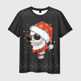 Мужская футболка 3D с принтом Жуткий санта в Санкт-Петербурге, 100% полиэфир | прямой крой, круглый вырез горловины, длина до линии бедер | зима | новый год | подарок | рождество | череп