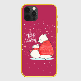 Чехол для iPhone 12 Pro с принтом Keep warm в Санкт-Петербурге, силикон | область печати: задняя сторона чехла, без боковых панелей | зима | медведь | новый год | подарок | рождество
