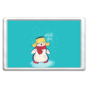Магнит 45*70 с принтом Пингвин в шарфе в Санкт-Петербурге, Пластик | Размер: 78*52 мм; Размер печати: 70*45 | зима | новый год | пингвин | подарок | рождество