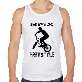 Мужская майка хлопок с принтом BMX FreeStyle в Санкт-Петербурге, 100% хлопок |  | Тематика изображения на принте: bmx | freestyle | велик | велосипед | трюки | экстрим
