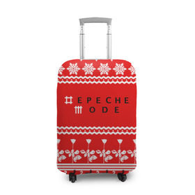 Чехол для чемодана 3D с принтом Праздничный Depeche Mode в Санкт-Петербурге, 86% полиэфир, 14% спандекс | двустороннее нанесение принта, прорези для ручек и колес | depeche mode | вестник моды | депеш мод | дэйв гаан | мартин гор | новогодний | новый год | праздник | рождество | роза | снежинки | энди флетчер
