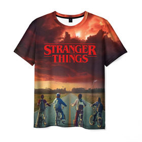 Мужская футболка 3D с принтом Stranger Things в Санкт-Петербурге, 100% полиэфир | прямой крой, круглый вырез горловины, длина до линии бедер | stranger things | очень странные дела